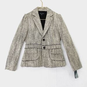 NEW Anne Klein Women’s Tweed Black Tan Gray & Two Button Blazer Suit Jacket Z13